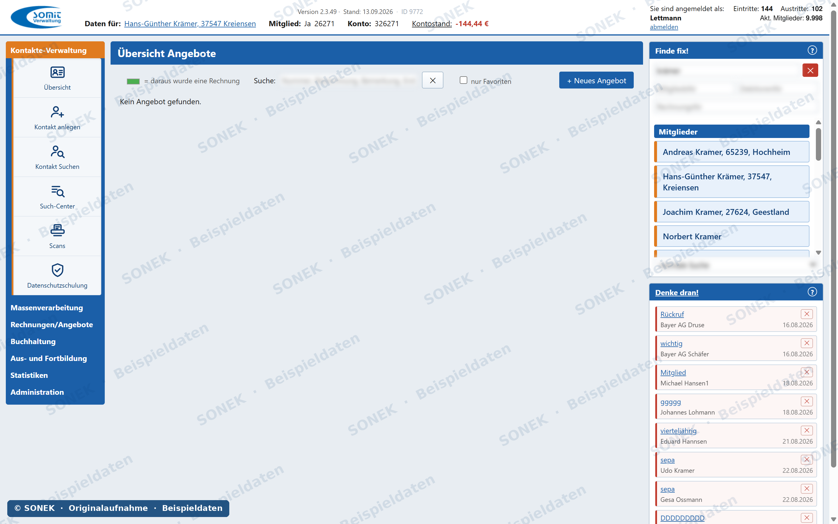 Sonek-Verwaltungssoftware – Angebote